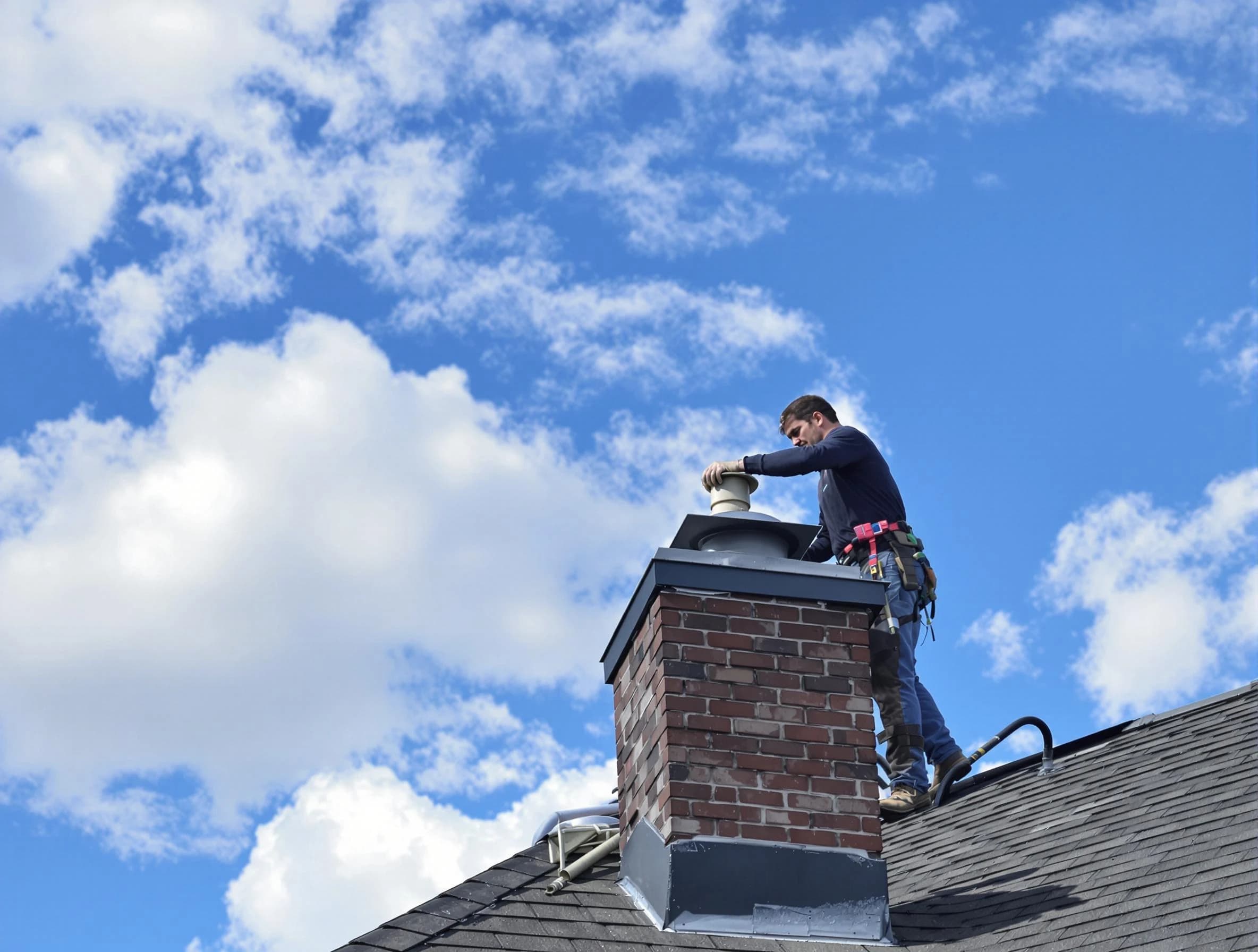 Forest Hills Chimney Sweep installing a sturdy chimney cap in Forest Hills, TN