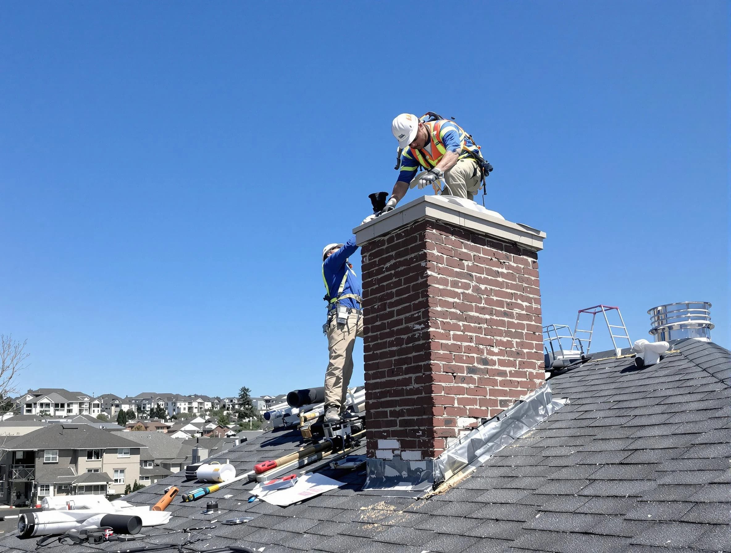 Forest Hills Chimney Sweep repairing a chimney crown in Forest Hills, TN
