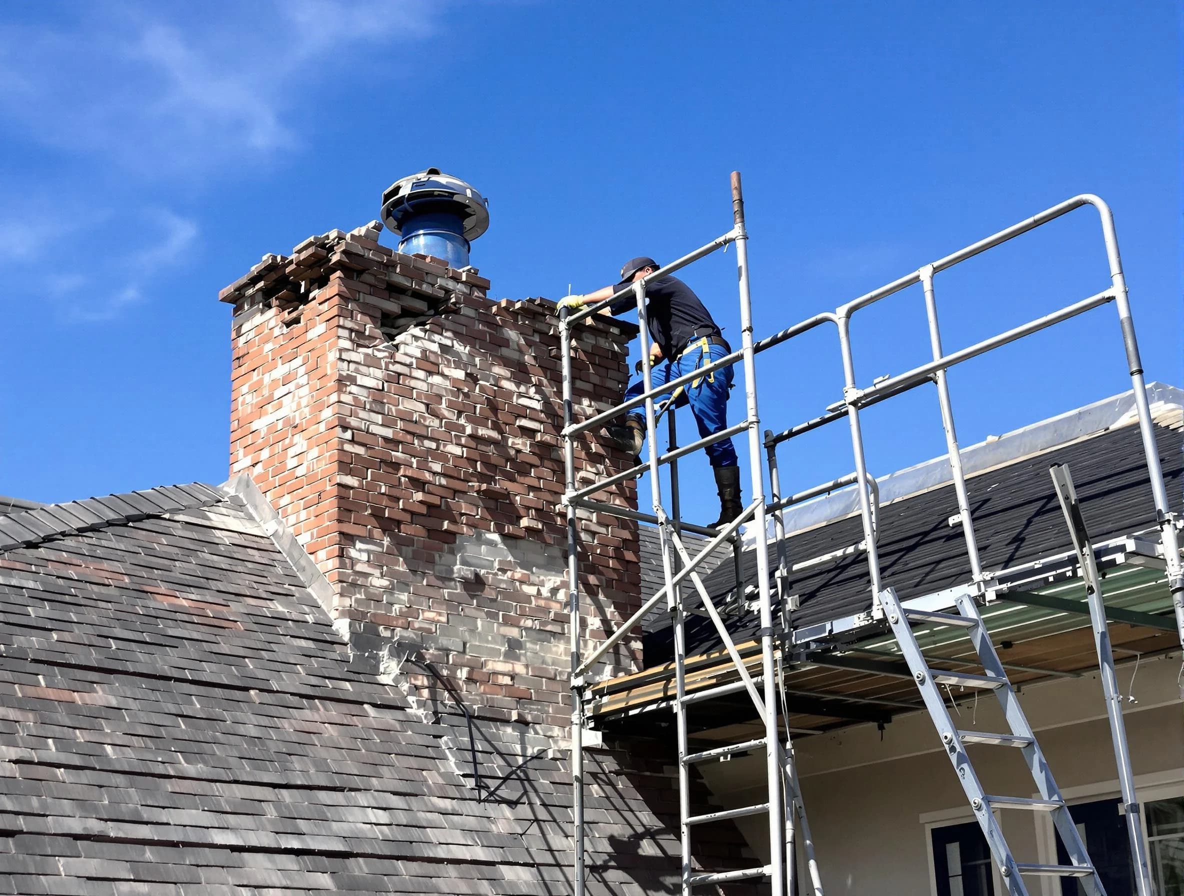 Rebuilding a chimney structure by Forest Hills Chimney Sweep in Forest Hills, TN