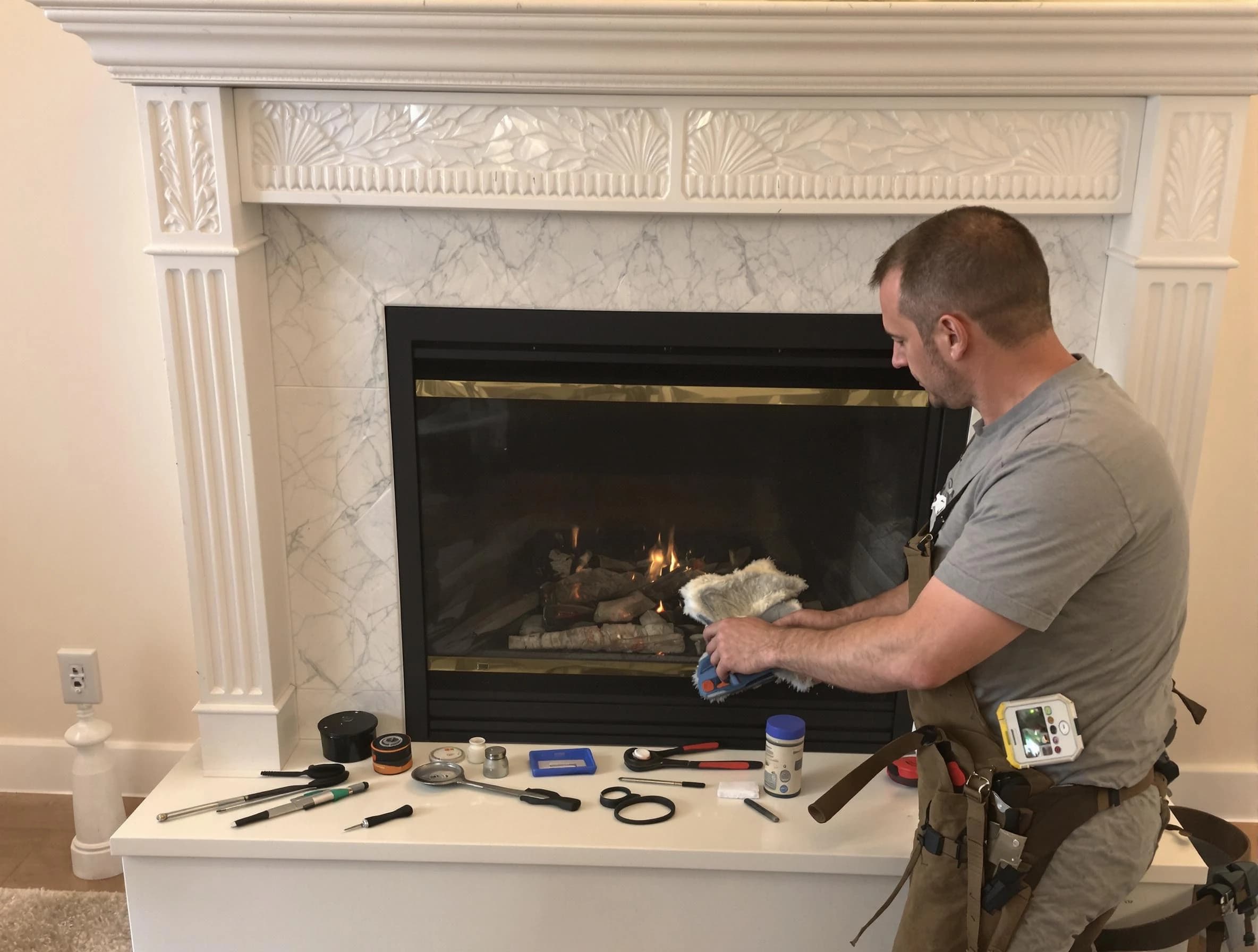 Forest Hills Chimney Sweep performing fireplace maintenance in Forest Hills, TN
