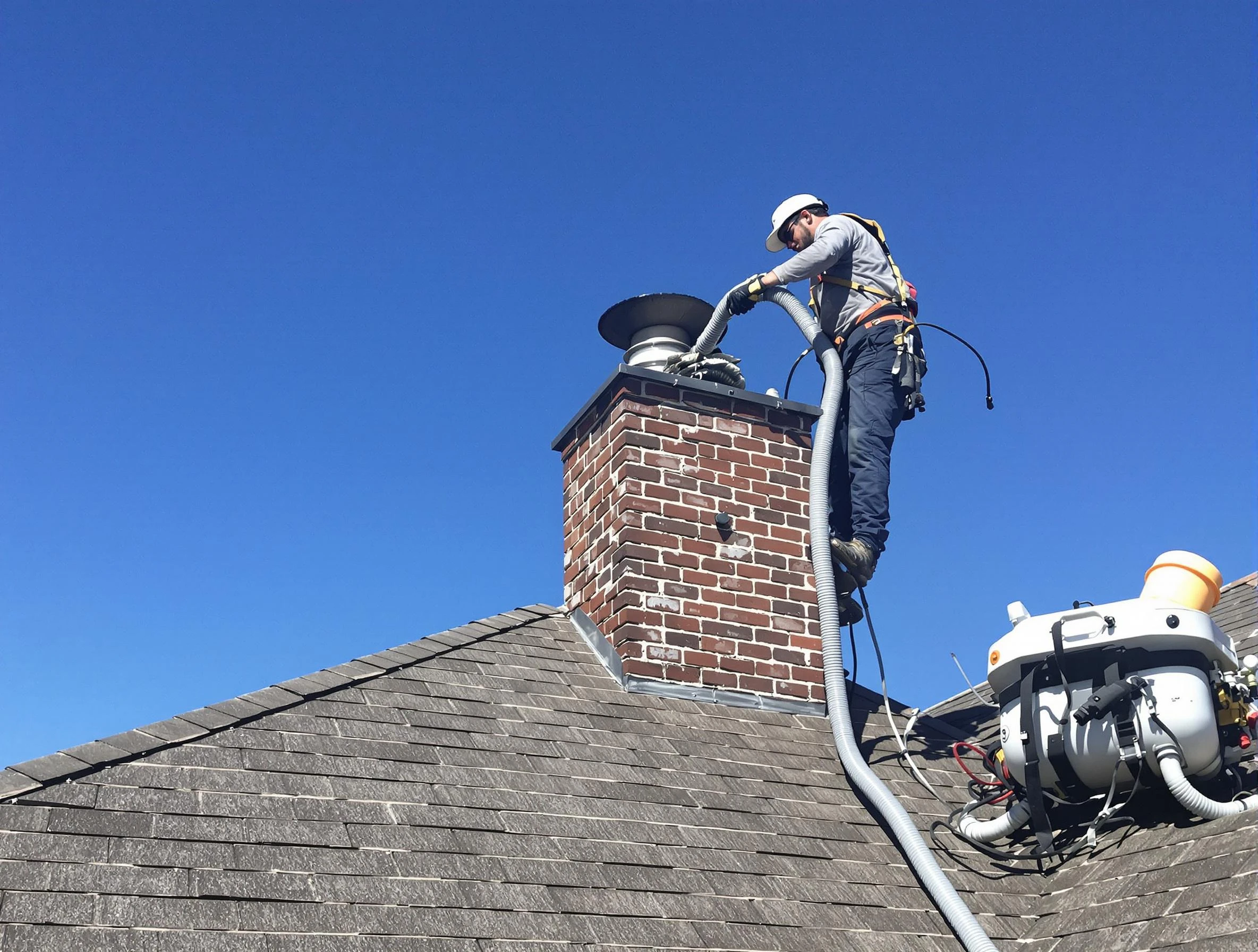 Dedicated Forest Hills Chimney Sweep team member cleaning a chimney in Forest Hills, TN