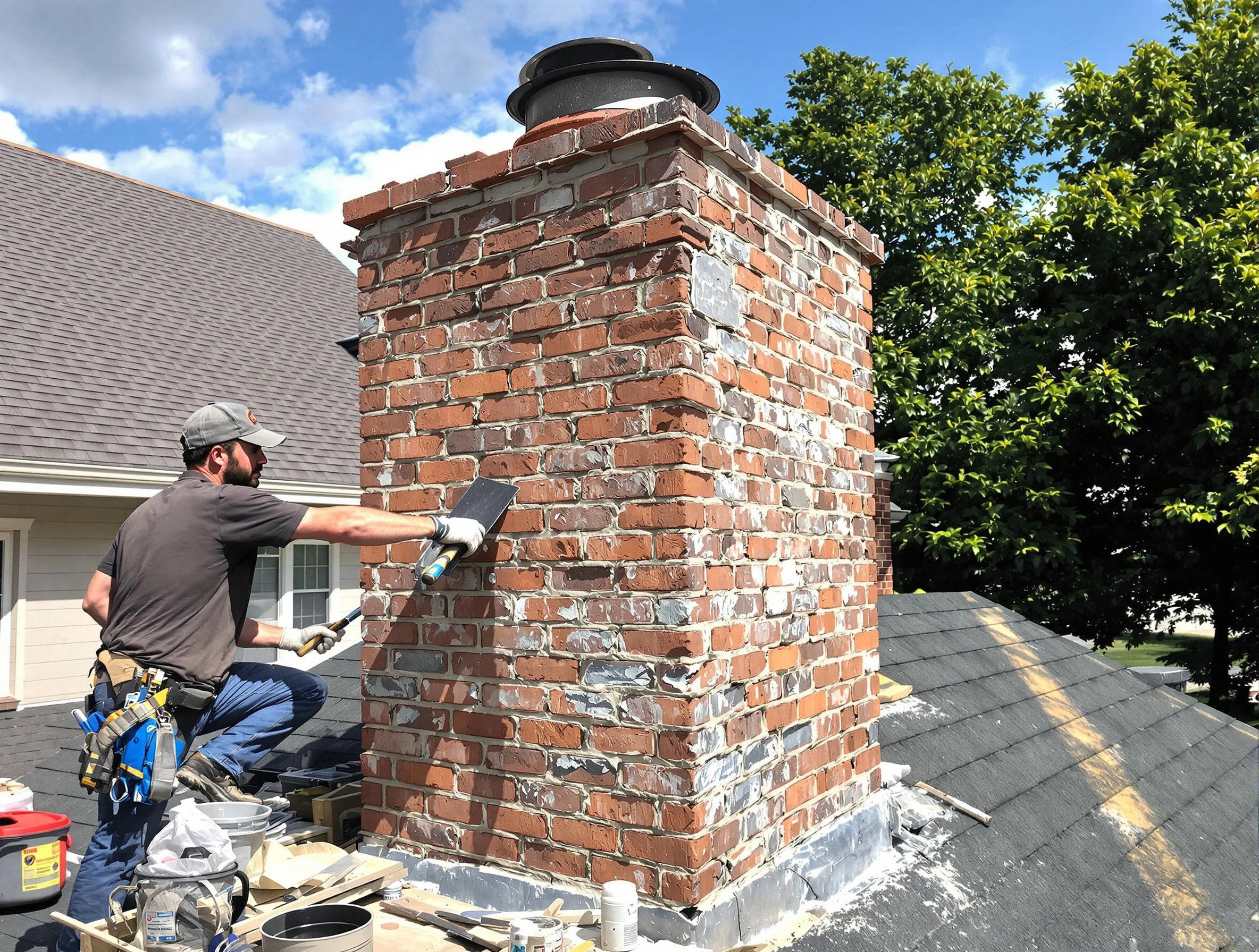 Completed chimney rebuild by Forest Hills Chimney Sweep in Forest Hills, TN