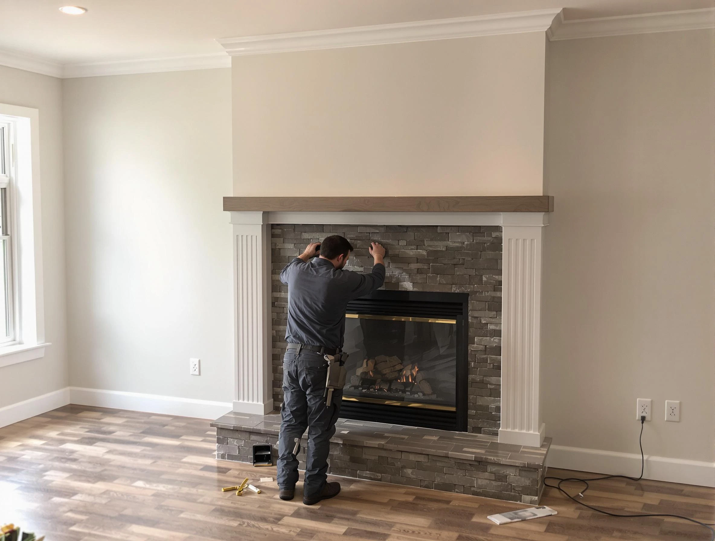 Forest Hills Chimney Sweep finishing a custom fireplace install in Forest Hills, TN